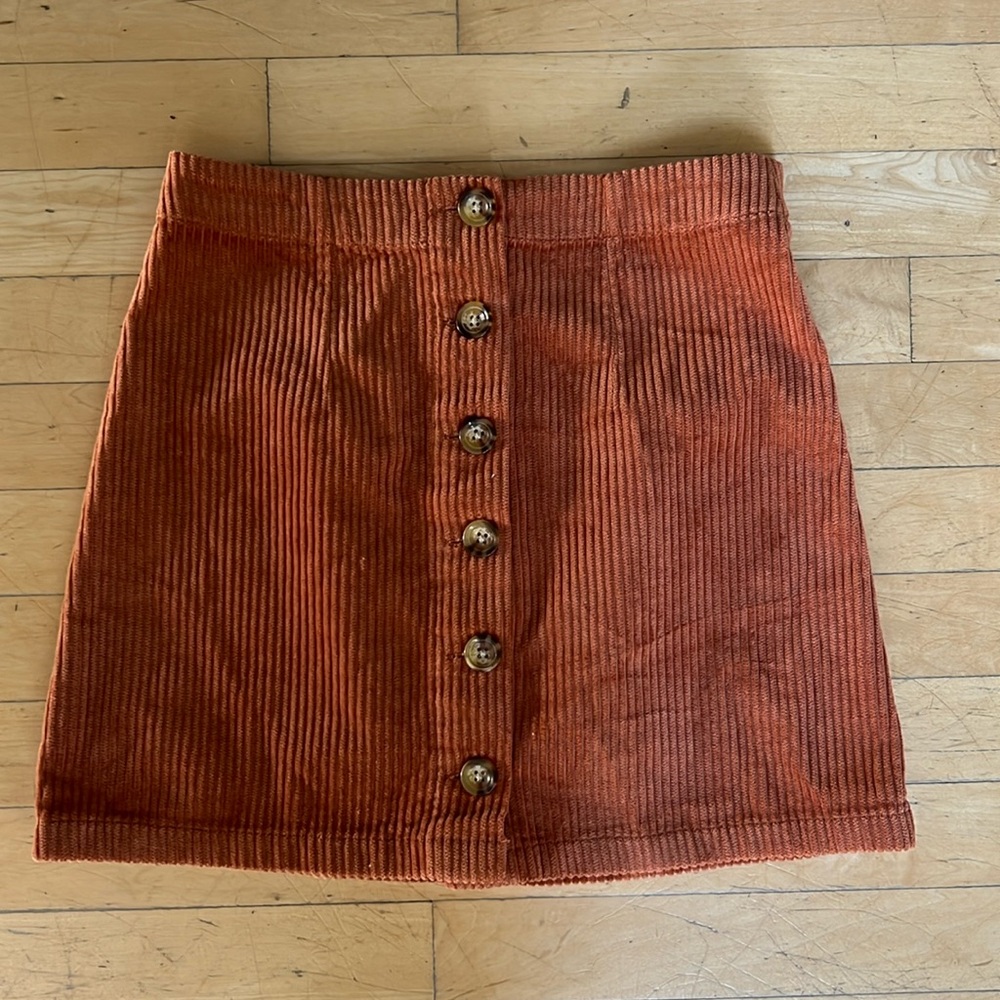 Forever 21 Ribbed Button Down Mini Skirt in burnt orange